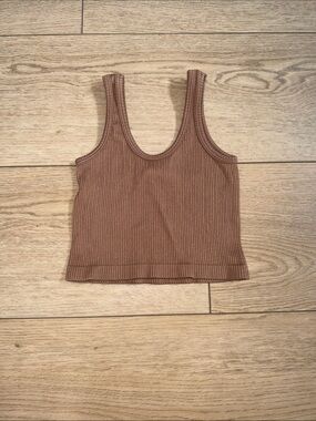 Cotton On Ribbed Scoop Tank Top - Brown